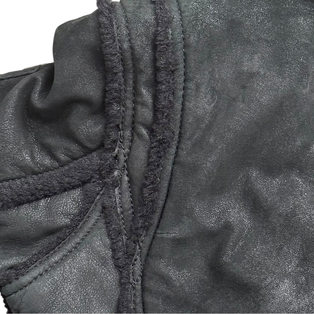 Mauritius Adina Black Lamb Leather Sherpa Biker Jacket Small 36 - Picture 4 of 5